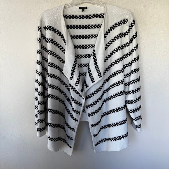 Talbots Size 3X knit white black waterfall blanket sweater - Picture 2 of 10